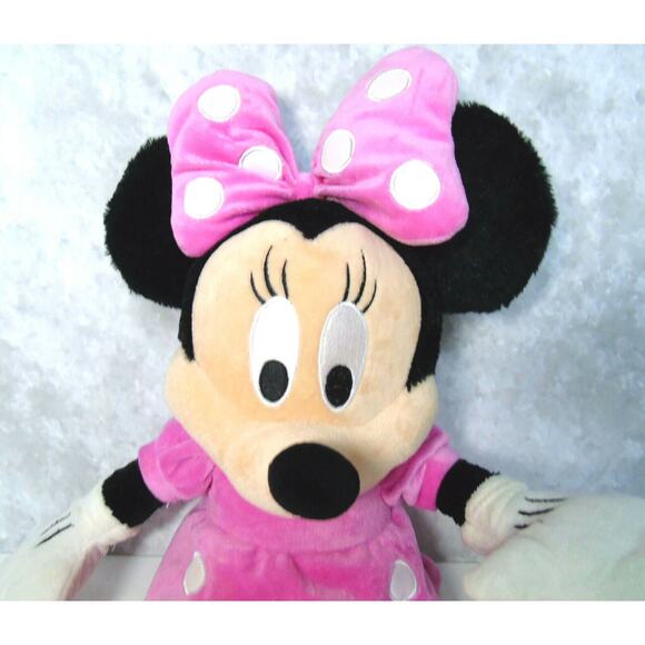 Disney Minnie Mouse Plush Jumbo 24" Doll Pink Velour Dress Bow Dress Shoes Soft - Picture 3 of 7